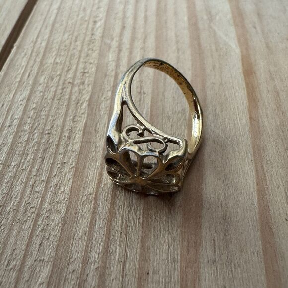 14K HGE Electroplate Womens Metal Ring Size 6 Marked 14Kt HGE - Picture 3 of 4